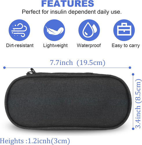 Insulin Pen Cooler Travel Case with TSA Approved Ice Packs,Diabetic Medication Insulated Cool Organizer,Insulin Pen and Other Diabetic Supplies, for the Daily Life and Trip Black