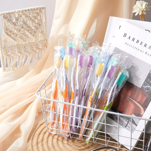 Maxcheck 200 Packs Colorful Prepasted Disposable Toothbrushes, Individually Pre Pasted Toothbrushes for Homeless Gift