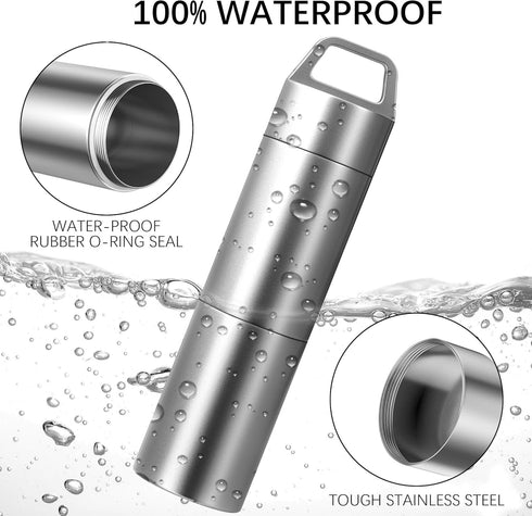 Small Pill Case, Portable Metal Keychain Holder, Waterproof Mini Stainless Steel Pill Organizer for Travel Purse Pocket