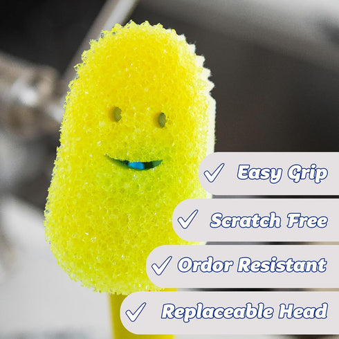Scrub Daddy Dish Daddy Dish Wand & Connector Head, Soap Dispensing Dish Brush, Texture Changing Washing Up Sponge