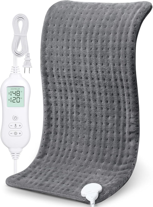 NOWWISH Heating Pad for Back Pain & Cramps Relief, Moist Heat Pad for Neck & Shoulder, Machine Washable, 12''x 24" Grey