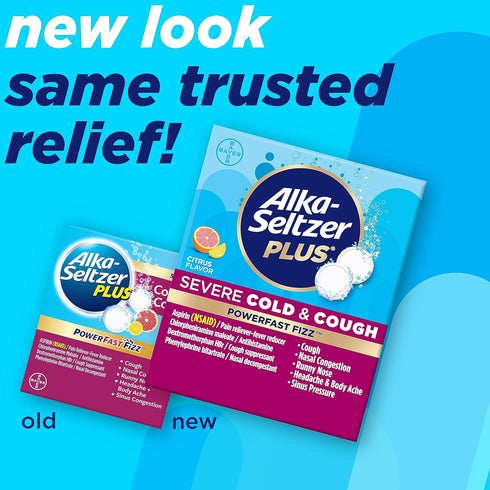 Alka-Seltzer Plus Severe Cold & Cough Medicine for Adults, Citrus Effervescent Tablets, 48ct
