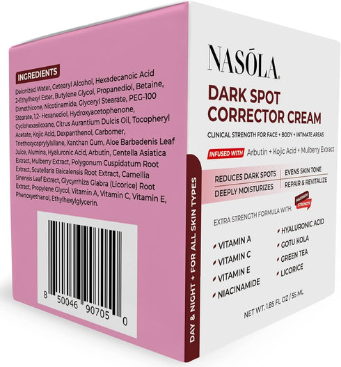 Dark Spot Corrector Cream Remover for Face, Body - Natural Skincare for Underarms, Elbows & Privates- The Ultimate Solution for Bright, Beautiful Skin infused Kojic Acid & Mulberry 1.85 Fl Oz