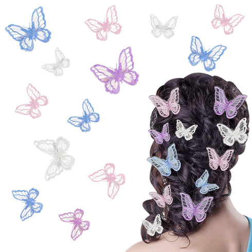 WILLBOND 18 Pieces Butterfly Hair Clip – Halloween Lace Bows Embroidery Hair Pins Accessories for Women (2 Sizes)