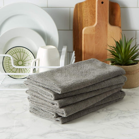 DII Cleaning Collection Microfiber Set, 6 Piece Dishtowel, 16x24, Gray