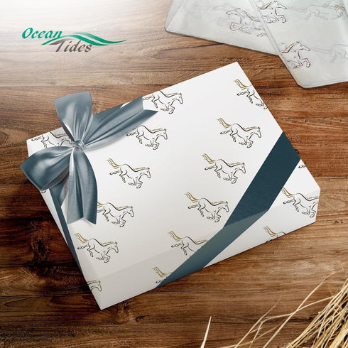 Ocean Tides Craft Gift Wrap Tissue Paper, 60 Sheets 20x30 inches with Horses Running Print for Cowboy Gifts
