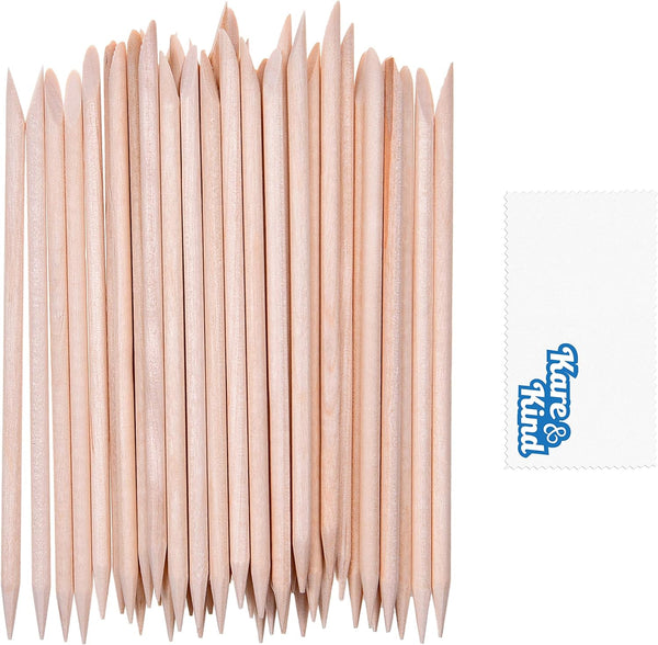 Kare & Kind 100x Double-Sided Orange Wood Nail Sticks, Cuticle Pusher Remover Cleaner for Manicure Pedicure