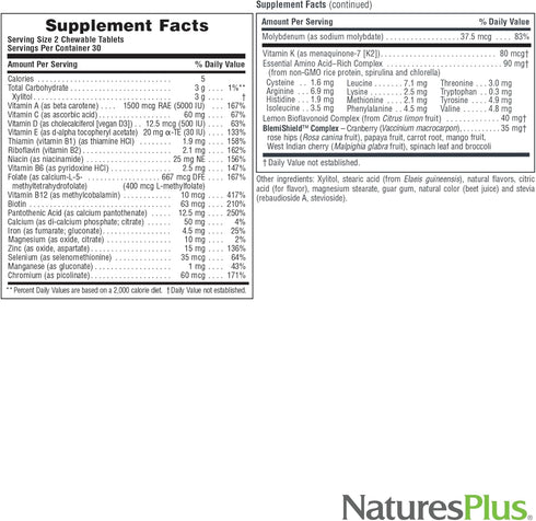 Natures Plus Power Teen for Him - 60 Chewable Tablets, Wild Berry - High-Potency Multivitamin, Sugar Free