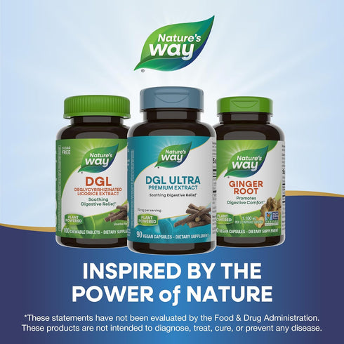 Nature's Way DGL Ultra, Premium Licorice Root Extract, Soothing Digestive Relief, 90 Vegan Capsules
