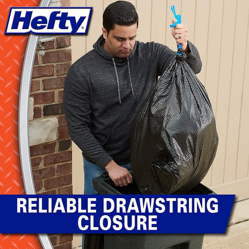 Hefty Ultra Strong 30 Gallon Trash Bags, Black Drawstring Bags, White Pine Breeze Scent, 25 CT Bags (Pack of 2)