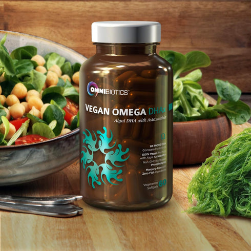 OmniBiotics Vegan Omega 3 DHA EPA Supplement, MD-Certified Prenatal, 60 Vegan Capsules
