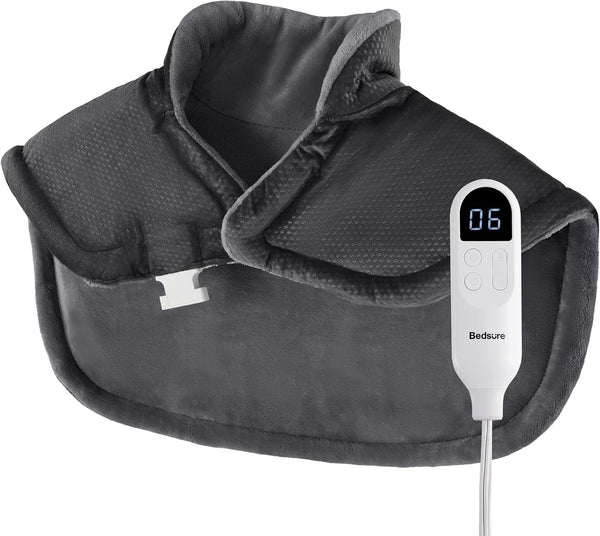 Bedsure Heating Pad for Neck and Shoulders Pain Relief - Electric Pad with 2-Hour Auto Shut Off, 6 Heating Levels & 3