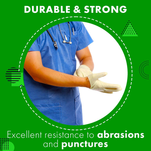 Green Direct Disposable Latex Gloves, Powder Free Cleaning Gloves, Size Medium, Pack of 100