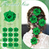Yilloog 12 Pack Rose Hair Clip Flower, 2.8'' Floral Hairpins for Women, Wedding Pack Hair Accessories (Green)