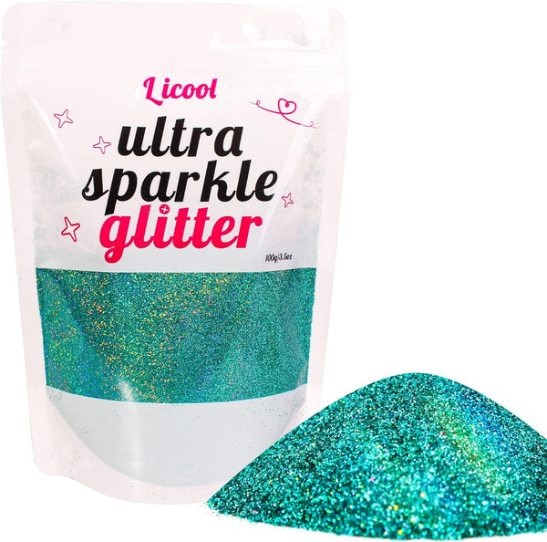 Holographic Fine Glitter, 100g Craft Glitter for Epoxy Resin, Iridescent Sequins for Face, Body, Hair, Eye Makeup