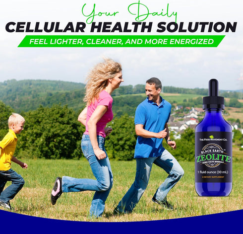 Black Earth Zeolite with Humic Fulvic Acids, Trace Minerals for Detox, Gut Health, Immune Support - 1oz Liquid Drops