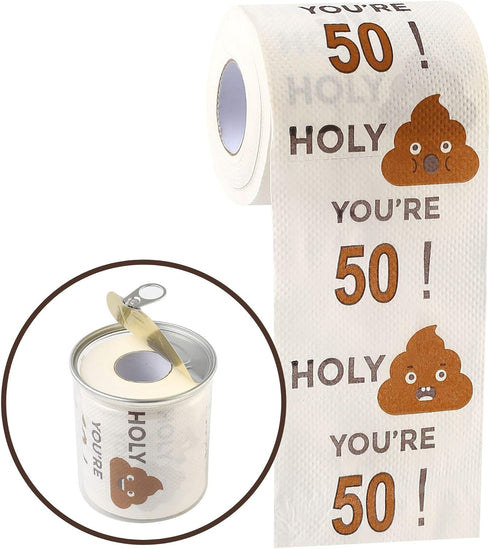 Happy 50th Birthday Gifts, 3-Ply Toilet Paper Roll, Gag Funny Birthday Gift for 50th Birthday Party Decorations