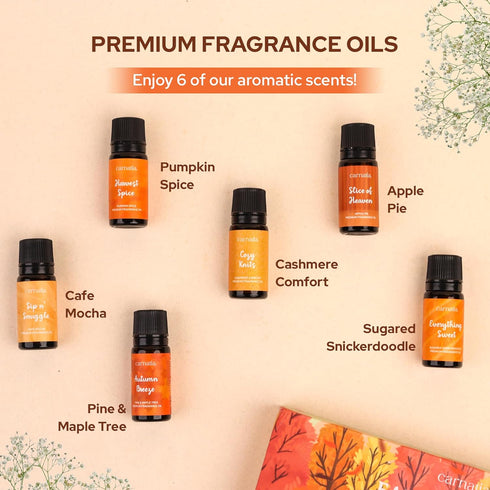 Set Pack 6 Cozy, Carnatia Fall Whispers Aroma Oil - of | Nostalgic Scents for Diffusers | Embrace Autumns Warmth