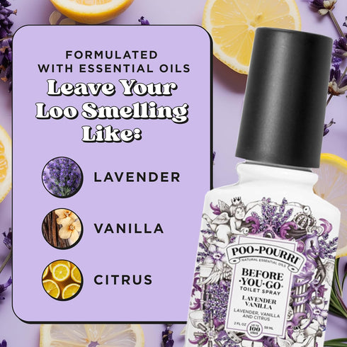 Poo-Pourri Before-You-Go Toilet Spray, Lavender Vanilla, 2 Fl Oz - Lavender, Vanilla and Citrus