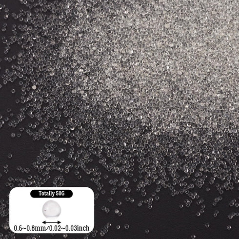 Pandahall 50g Translucent DIY 3D Caviar Nail Art Decoration - Mini Micro Glass Beads for Nail Care, No Hole, 0.6-0.8mm