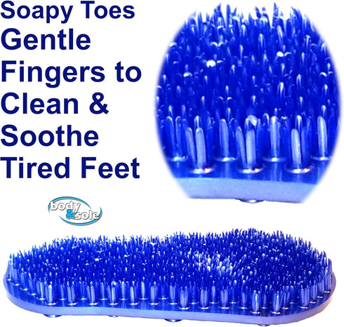 Soapy Toes Travel Sized Foot Scrubber Massages & Cleans Tired Feet, Suction Cups to Tub- Shower Floor | Easy Foot Care