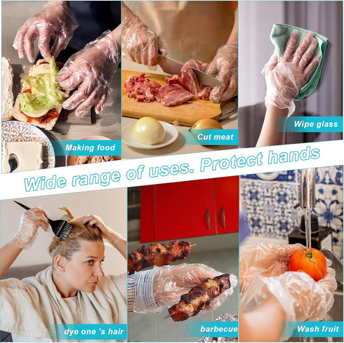 800PCS Disposable Plastic Gloves for Isolating Bacterial Stains, Direct Contact with Food