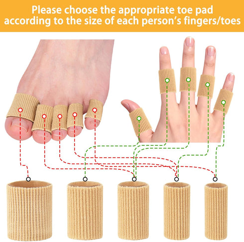 YEAJOIN 42PCS Hammer (5 Toe Sleeve Protectors Toe Cushion Tube Soft Gel Corn Pads Protectors, Toe Spacers for Bunion