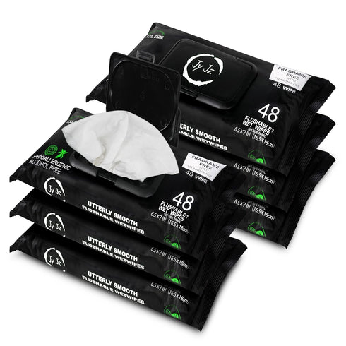 JYJZ Flushable Wet Wipes, 6 Pack (288 Wipes), New & Improved Fragrance Free,