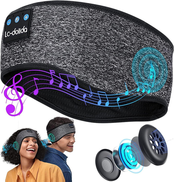 LC-dolida Wireless Bluetooth Sleep Headphones Headband for Sleeping Music Sleep Mask with Thin HD Stereo Speakers