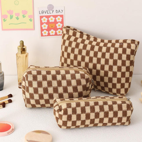 LYDZTION Makeup Bag for Women, 1Pcs Large Capacity Cosmetic Bag and 1Pcs Pencil Case Travel Toiletry Organizer