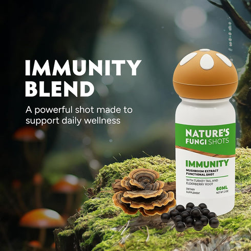 Immunity 60ml (2oz) Immune NATURE'S FUNGI Functional Mushroom Shot - Vegan, Non-GMO Supplement Drink for Daily Support
