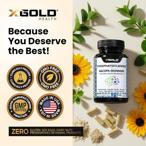 PhosphatidylSerine & Bacopa Monnieri 400 mg 2 in 1 Supplement - Natural Brain Enhancer/Nootropic for Enhanced Focus,