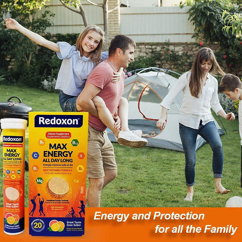 Redoxon Max Energy | Citrus Flavor | 20 Effervescent Tablets | 2.82 Oz Box | Helps Support Immune System