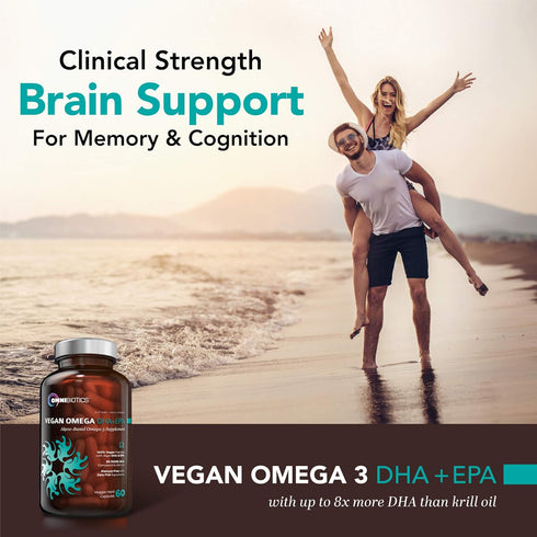 OmniBiotics Vegan Omega 3 DHA EPA Supplement, MD-Certified Prenatal, 60 Vegan Capsules