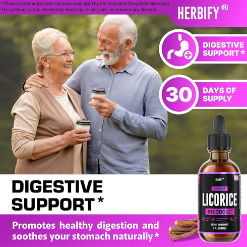 Immune 30 2oz HERBIFY Licorice Root Extract - Powerful Licorice Supplement - Lung Support Supplement - Licorice Extract