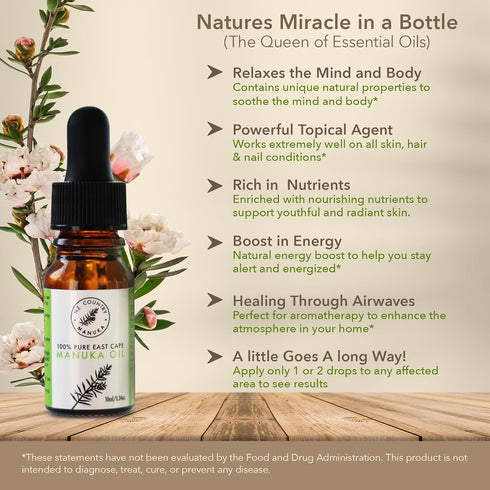 100% Pure New Zealand Manuka Oil - Organic Essential Oil, 35x Stronger Than Tea Tree Oil for Skin, Hair, Diffuser