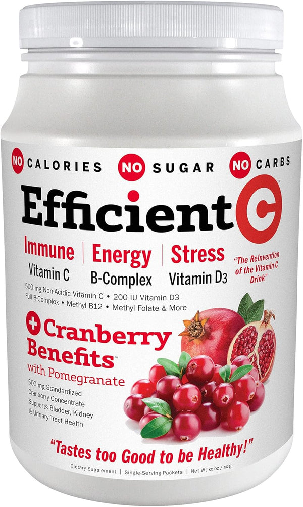 ANDREW LESSMAN Efficient C + Cranberry Benefits 30 Packets – Immune, Energy, Stress, Urinary Tract Support