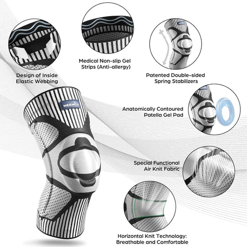 NEENCA Knee Brace for Knee Pain Relief, Medical Knee Support with Patella Pad & Side Stabilizers, Compression Knee