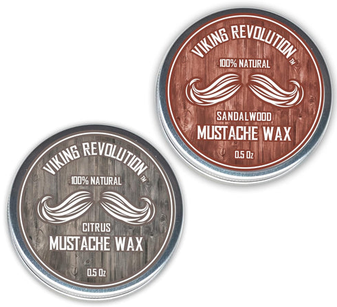 Viking Revolution Mustache Wax 2 Pack, Strong Hold Beard & Moustache Wax for Men (Citrus & Sandalwood)