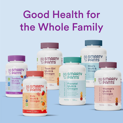 SmartyPants Fiber Supplement & Multivitamin for Men & Women - Gummies with Vitamin D3, C, B12, B6, A, K & Zinc - 180