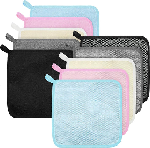 Tudomro 10 Pieces Double Sided Man Wash Cloths - Bath Exfoliating Body Face Washcloths (Multicolor, 10.2 x 8.7 Inch)