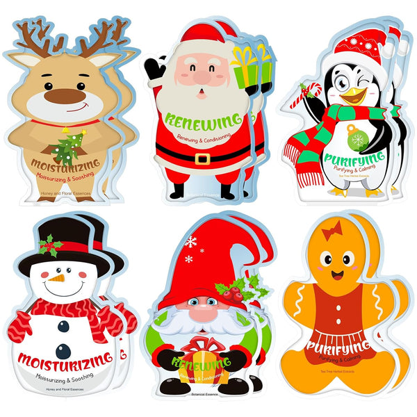 Timgle 48 Pcs Christmas Facial Masks - Holiday Skincare Spa Face Sheet Masks - Gifts for Adults Women Party Night