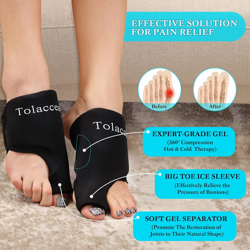 Foot Ice Packs for Big Toe Pain Relief, Flexible Reusable Gel Ice Pack for Hot and Cold Therapies