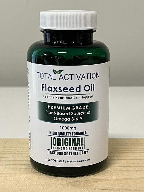 Organic Flaxseed Oil 1,000 mg Omega-3, Immune System Booster with Omega 3,6,9, 100 Rich Liquid Softgels