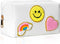 WECOOL Makeup Bag - Cute Smiley Face & Heart Pattern Preppy Patch Makeup Bag, Portable Large Capacity Cosmetic Bag for