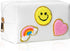 WECOOL Makeup Bag - Cute Smiley Face & Heart Pattern Preppy Patch Makeup Bag, Portable Large Capacity Cosmetic Bag for