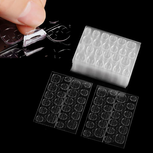 Ultra-Slim Nail Adhesive Tabs, Jelly Double Sided Waterproof Gel Sticker Pads for Press On Nails, 24 Sizes