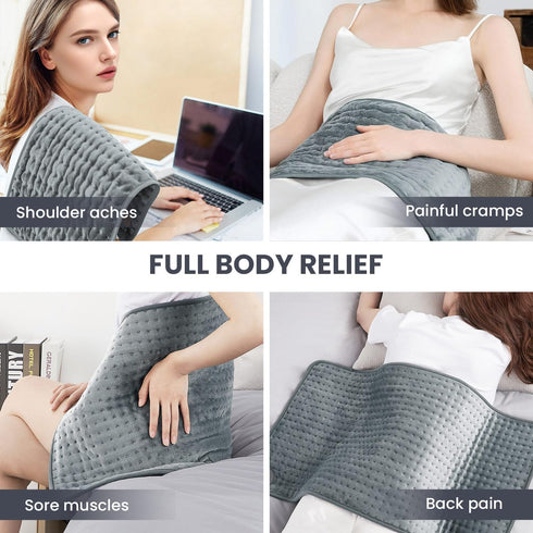 Jubeoyey 6 Settings 24" 12" Heating Pad - Electric Heating Pad for Back Pain and Cramps Relief, Moist Heat Pad