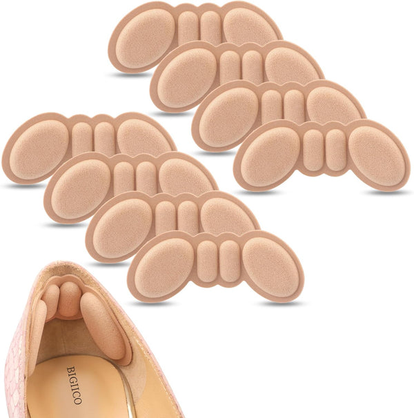 Heel Pads for Shoes That are Too Big, 4 Pairs Foamed Cotton Heel Cushions for Pain Relief & Improved Fit