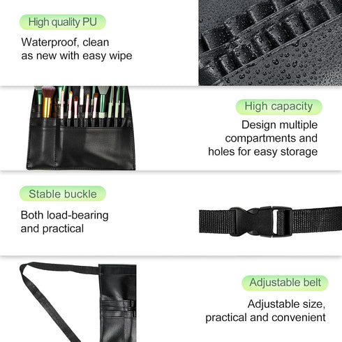 4 Pieces Makeup Artist Tools, Professional Cosmetic Brush Bag with Belt Strap and Clear Foundation Mixing Tray